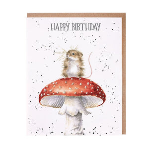 Happy Birthday Mushroom Mouse Birthday Card