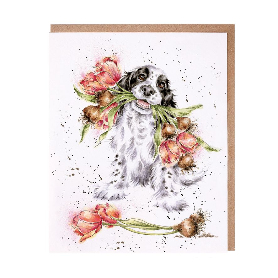 Blooming With Love Spaniel Greeting Card