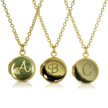 Engraved Initial Locket Necklace, 12 Asst