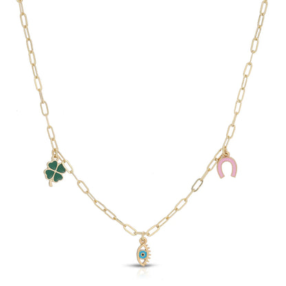 Enamel Treasure Necklace, 6 Asst