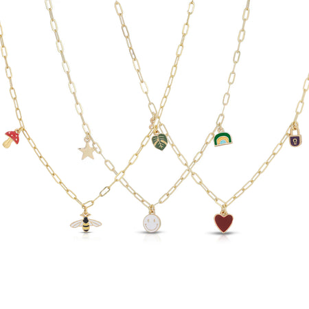 Enamel Treasure Necklace, 6 Asst