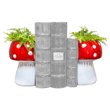 Load image into Gallery viewer, Ceramic Mushroom Bookend Planters, Set of 2
