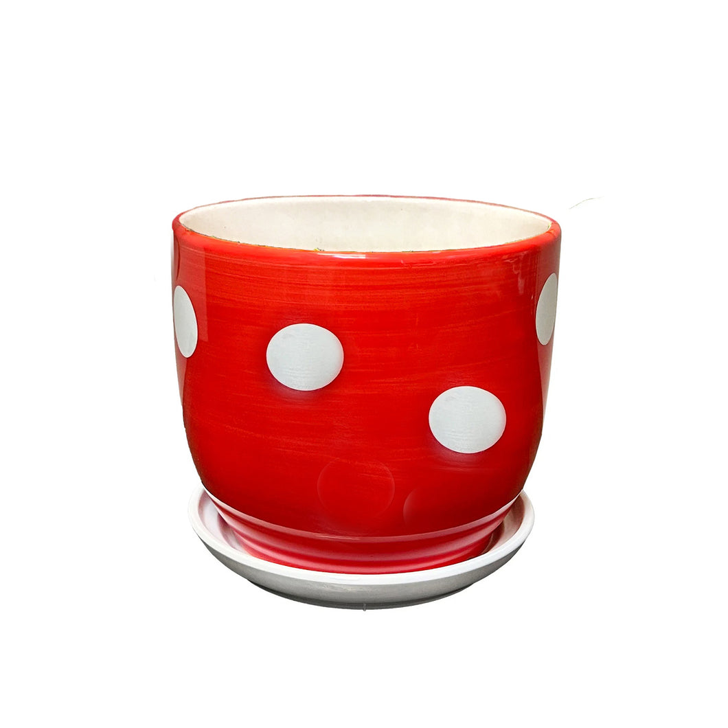 Ceramic Spotted Mushroom Planter