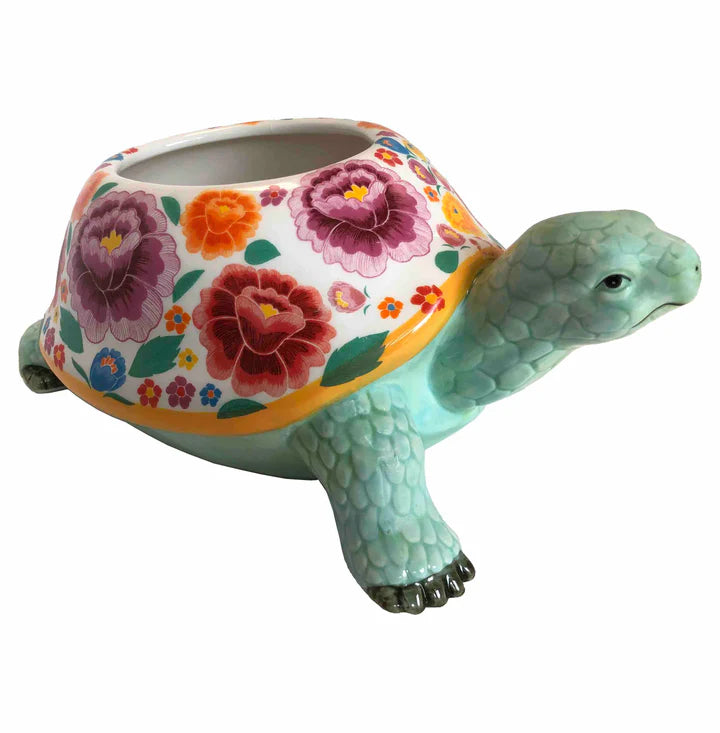 Ceramic Blooming Turtle Planter