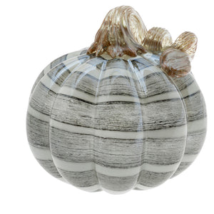 Black & White Stripe Glass Pumpkin