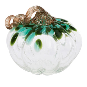 Large Turquoise & Green Speckled Glass Pumpkin