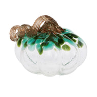 Small Turquoise & Green Speckled Glass Pumpkin