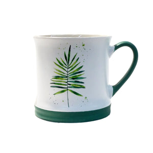 White Ceramic Mug with Plant, 4 Asst, Rslee