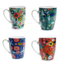 Load image into Gallery viewer, Colorful Floral Ceramic Mug, 4 Asst
