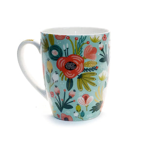 Colorful Floral Ceramic Mug, 4 Asst