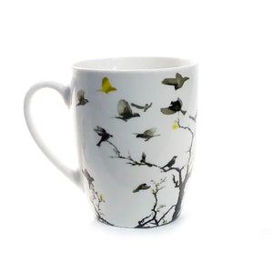 Bird Flock White Ceramic Mug, 2 Asst