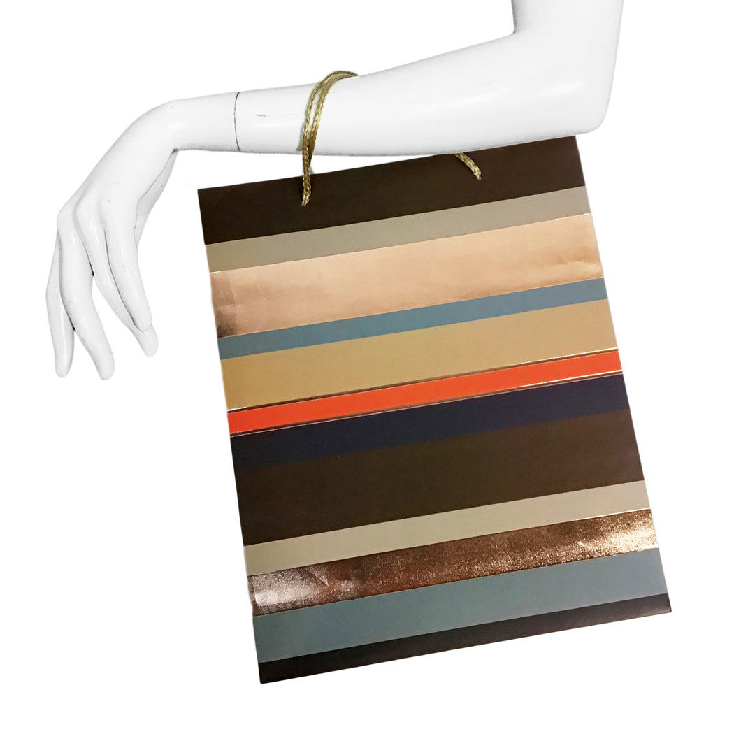 Striped Gift Bag, 13x10in, 4 Asst