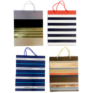 Striped Gift Bag, 13x10in, 4 Asst