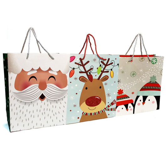 Christmas Gift Bag, 13x10in, 4 Asst