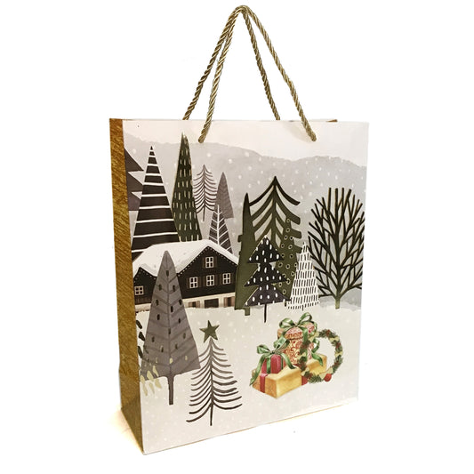 Christmas Trees Gift Bag, 13x10in, 3 Asst