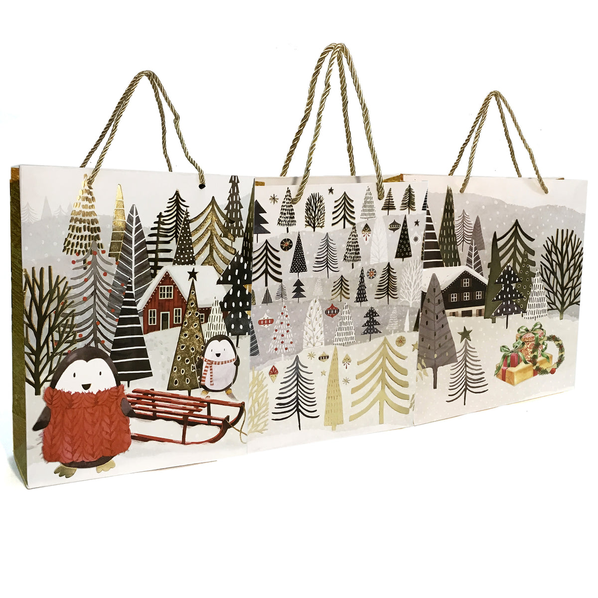 Christmas Trees Gift Bag, 13x10in, 3 Asst