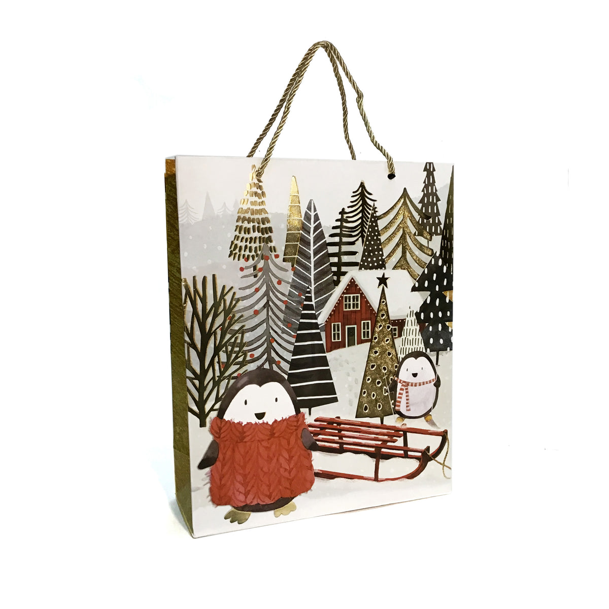 Christmas Trees Gift Bag, Small, 4 Asst
