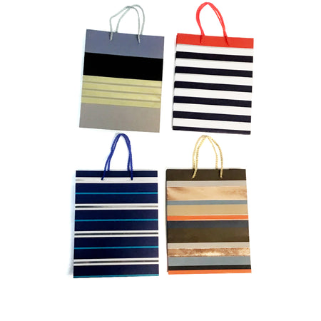 Striped Gift Bag, Small, 4 Asst