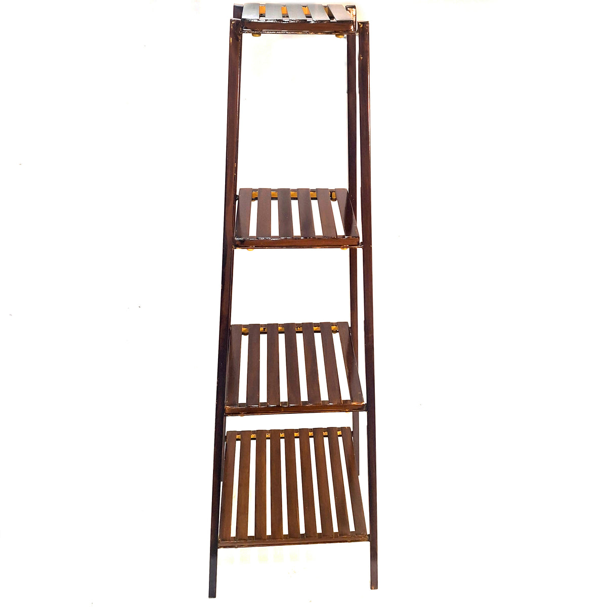 Metal Plant Stand with Faux Wood Finish, Large