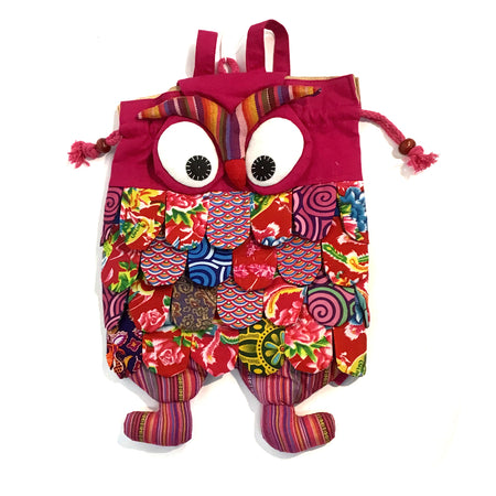 Large Kid's Owl Backpack, Fuchsia