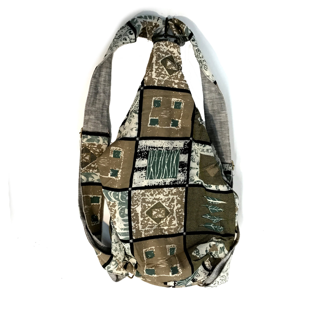 Patterned Backpack, Brown/White/Green