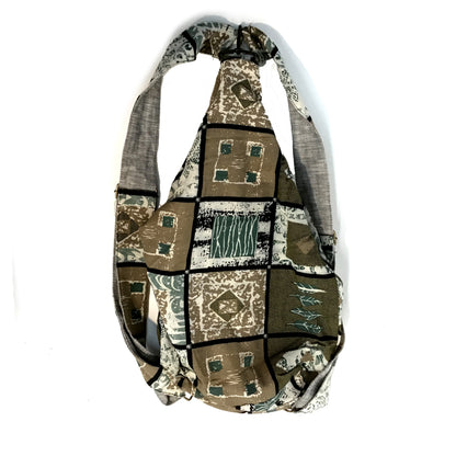 Patterned Backpack, Brown/White/Green