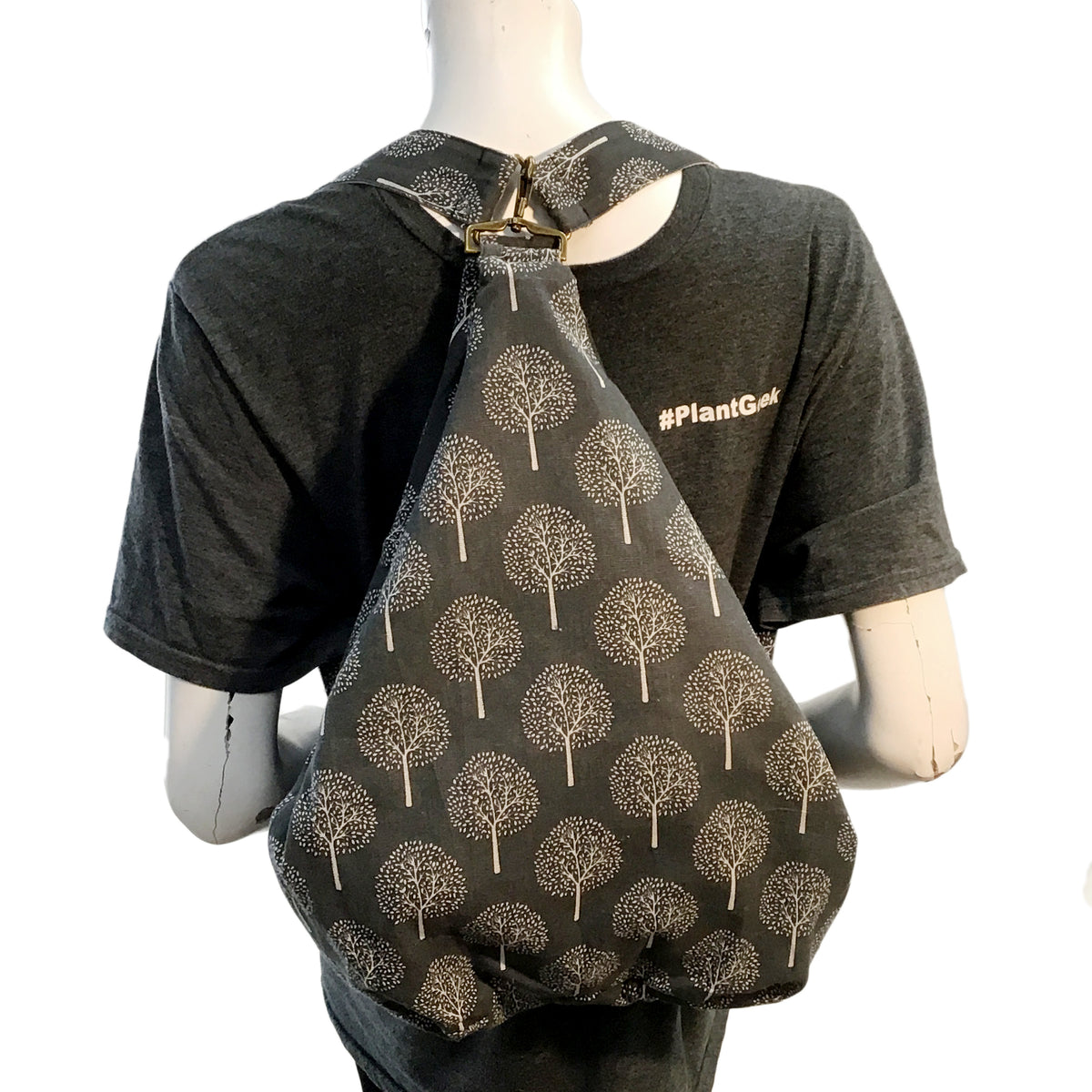 Patterned Backpack, Gray w/White Trees