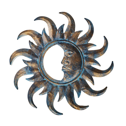 Bronze Metal Sun/Moon Face Wall Art