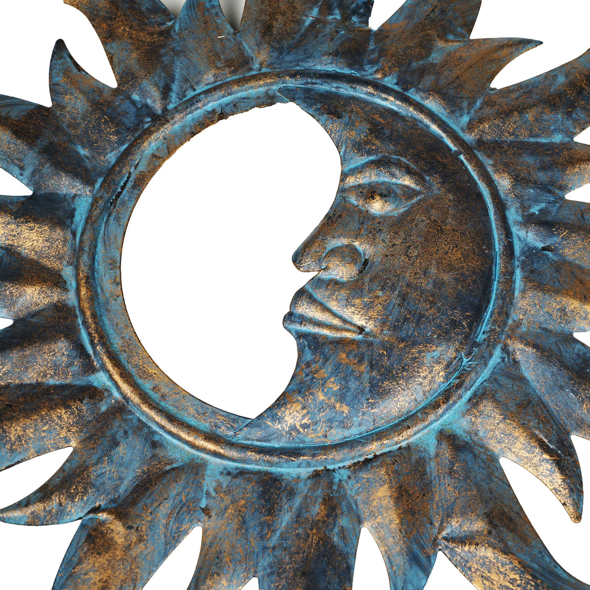 Bronze Metal Sun/Moon Face Wall Art