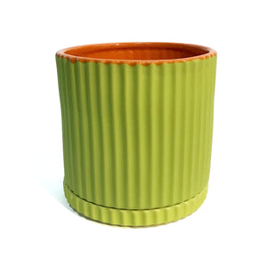 Pot, 8In, Caris, Green/Orange