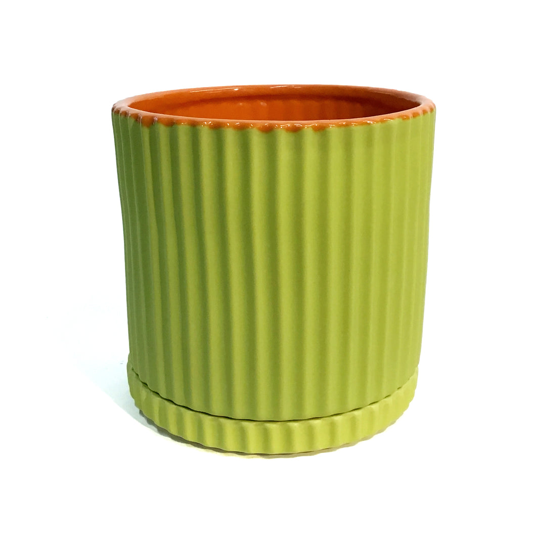 Pot, 8In, Caris, Green/Orange