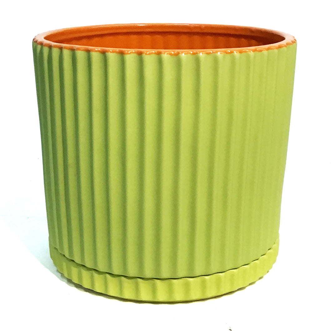 Pot, 9In, Caris, Green/Orange