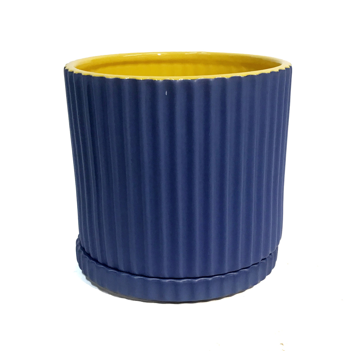 Pot, 8In, Caris, Blue/Yellow