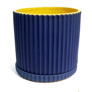 Pot, 9In, Caris, Blue/Yellow