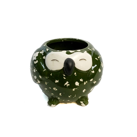 Pot, 4in, Owl, Green