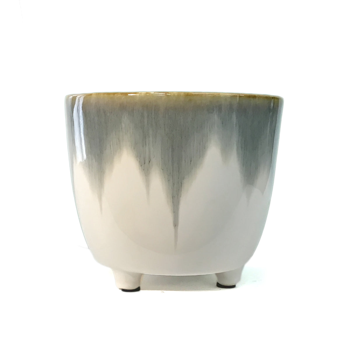 Pot, 6in, White & Gray w/ Foot