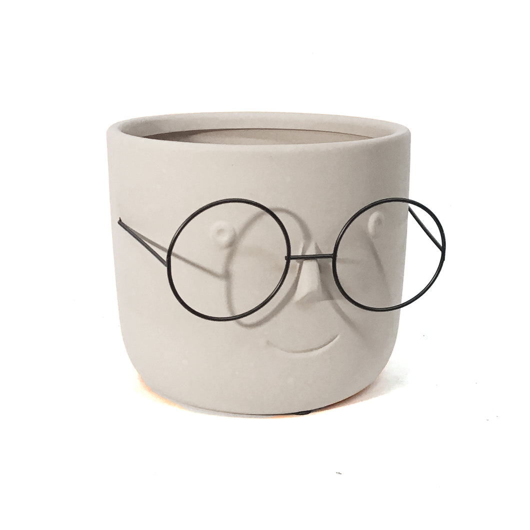 Pot, 6in, Glasses, White