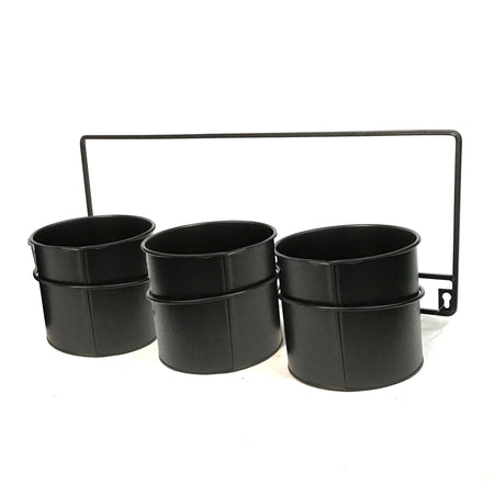 Planter, Set, 4.5in, Metal, Black, Wall Decor