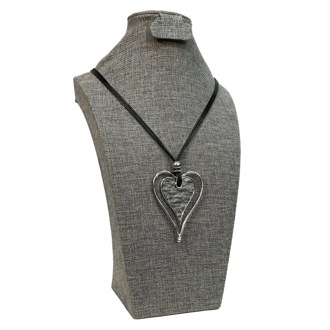 Necklace, Heart Pendant, Gray