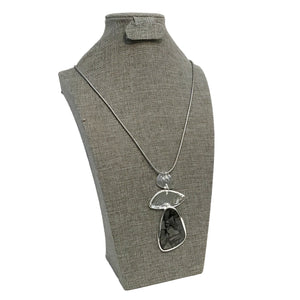 Necklace, 3-tier Pendant, Silver/Black