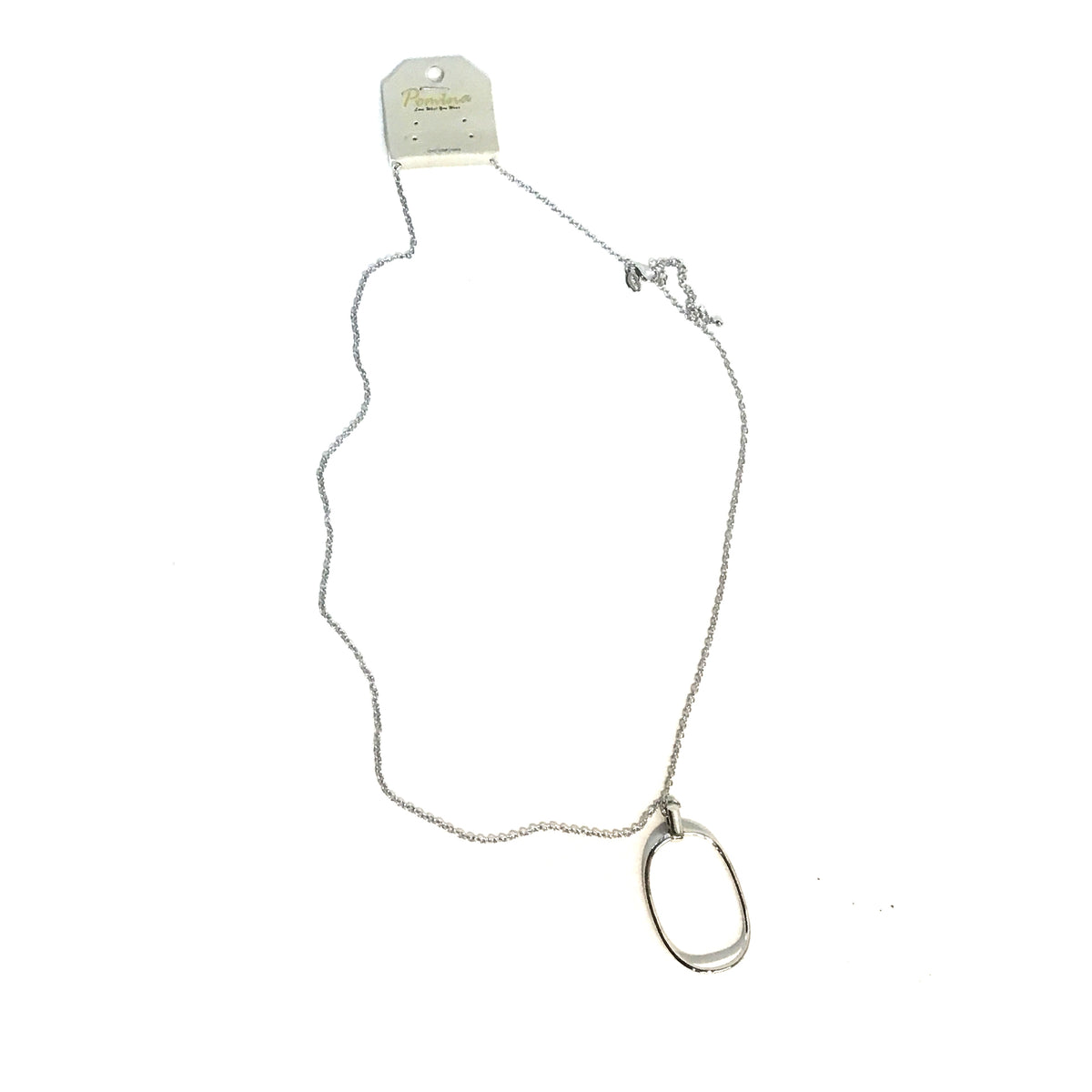 Andie Long Oval Pendant on Linked Chain, Silver