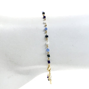 Anklet, Angela, Beaded, Blue/Gold