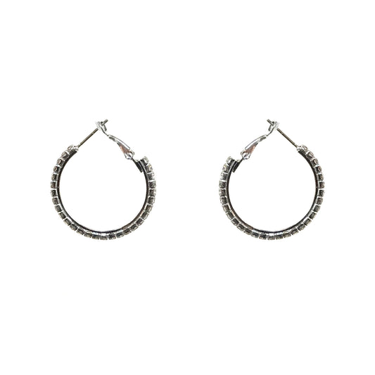 Dana Rhinestone Hoop, 20mm, Silver