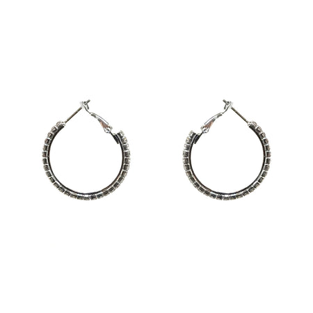 Dana Rhinestone Hoop, 20mm, Silver