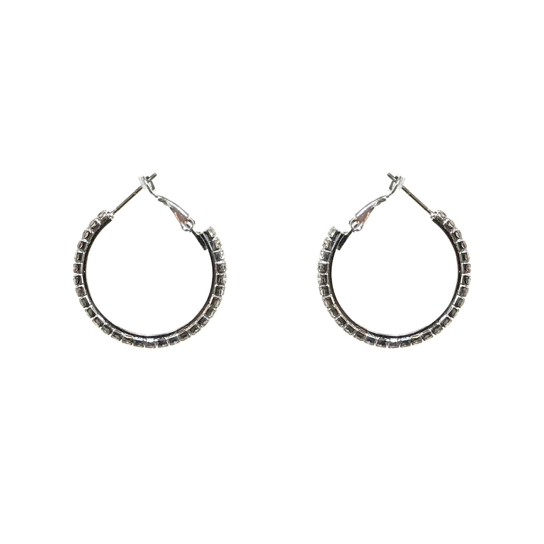 Dana Rhinestone Hoop, 20mm, Silver