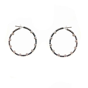 Dana Pearl Hoop, 40mm, Silver