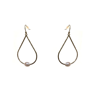 Zoey Diamond Cut Pearl Teardrop Earrings, Silver