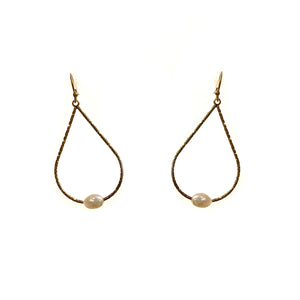 Zoey Diamond Cut Pearl Teardrop Earrings, Gold