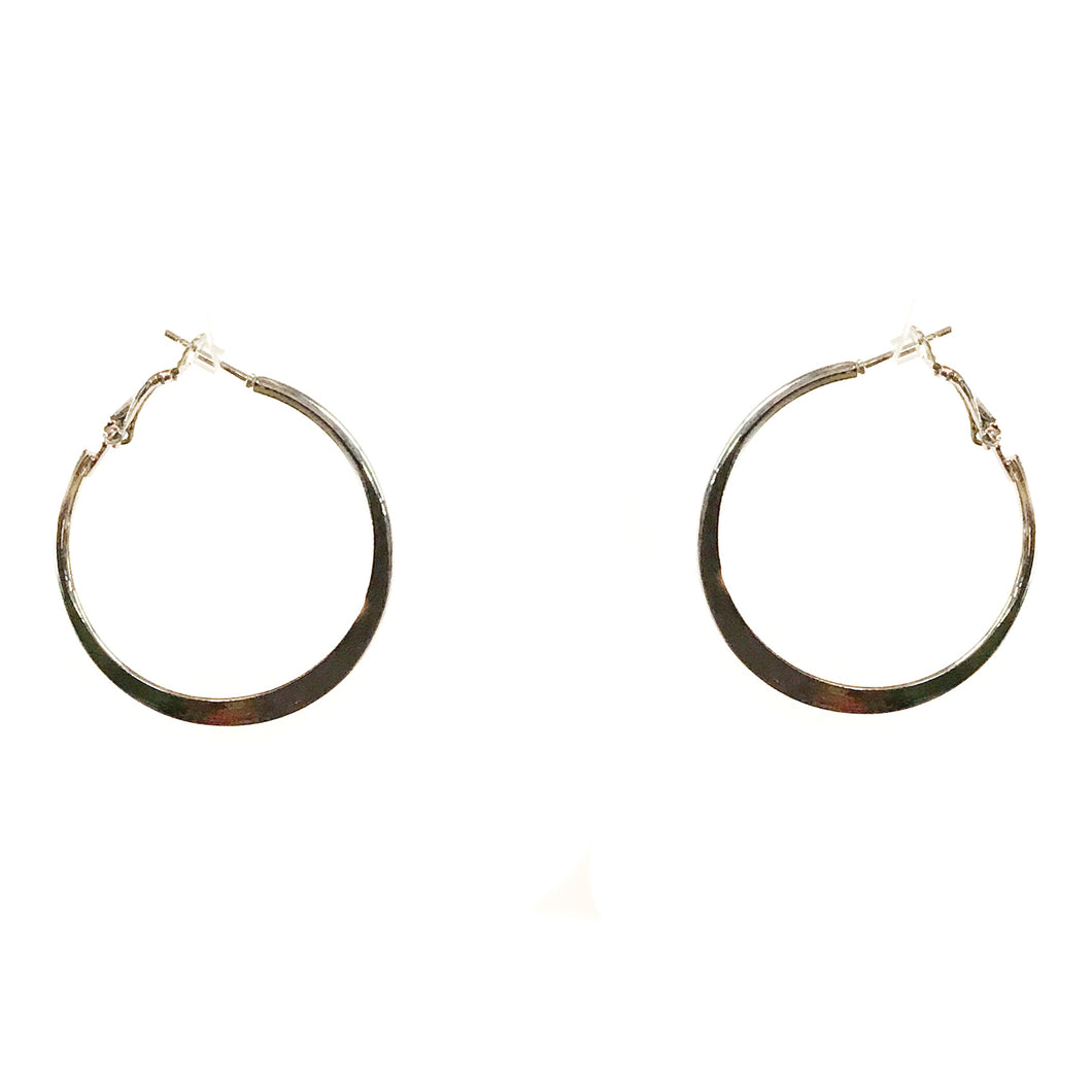 Dana Steel Hoop Earrings, 40mm, Silver