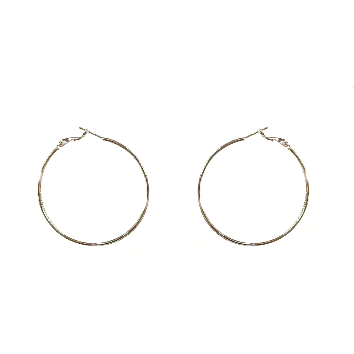Dina, 50mm Hoop Earrings, 14k White Gold Dipped